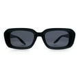 thumbnail image 5 of Womens Luxe Mod Fashion Rectangle Beveled Thick Plastic Sunglasses All Black, 5 of 8