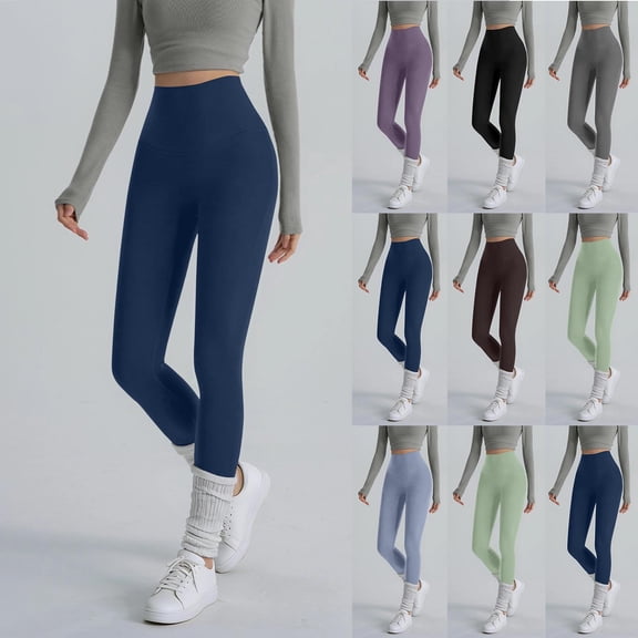 Miluxas No Front Seam Full Length High Waisted Workout Leggings for Women Buttery Soft Solid Color Yoga Pants Athletic Fitness Tights Purple
