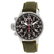 Angle View: Invicta 1873 Men's I-Force Lefty Black Dial Green Fabric & Leather Strap Chronograph Watch
