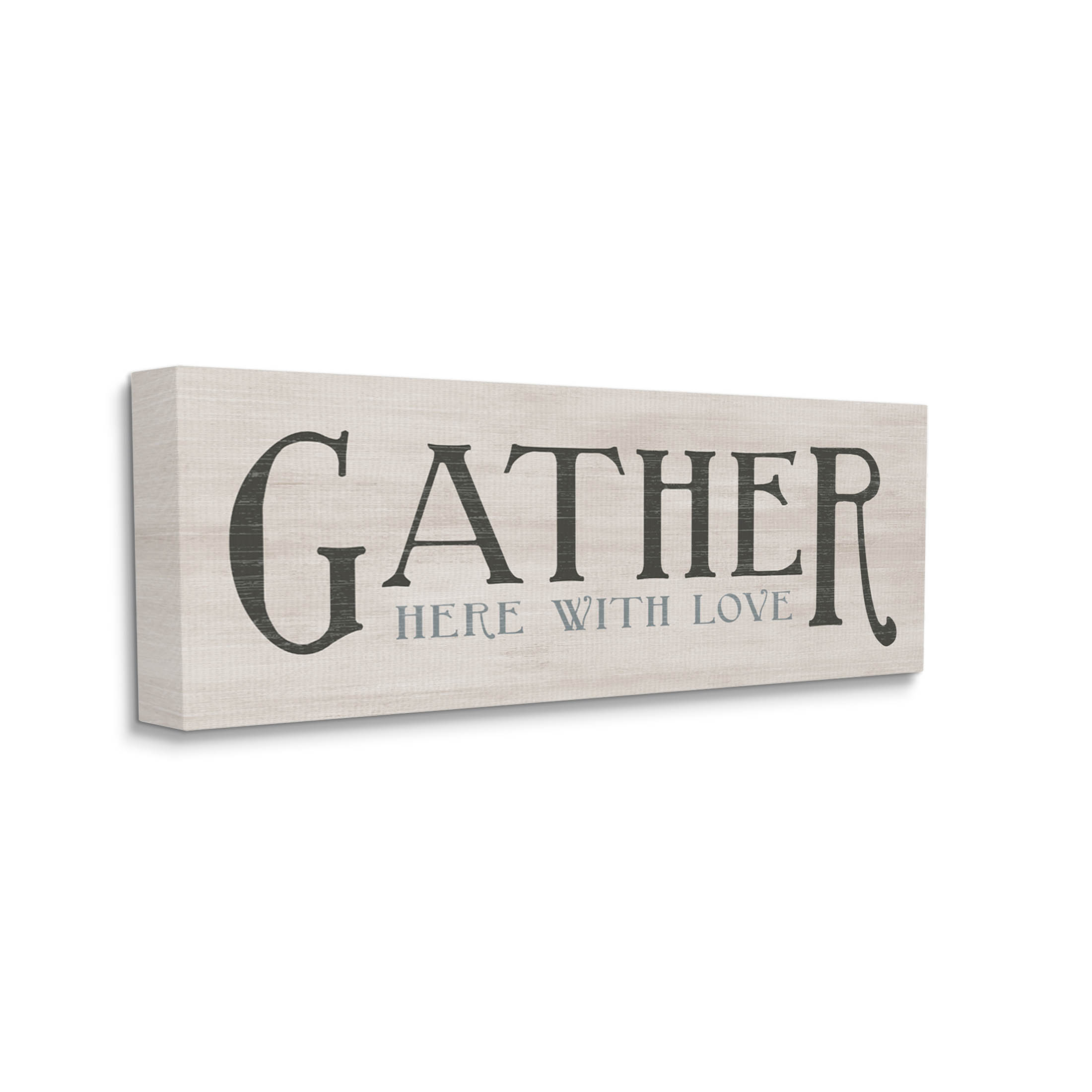 Gather Here With Love Phrase Inspirational Graphic Art Gallery Wrapped Canvas Print Wall Art