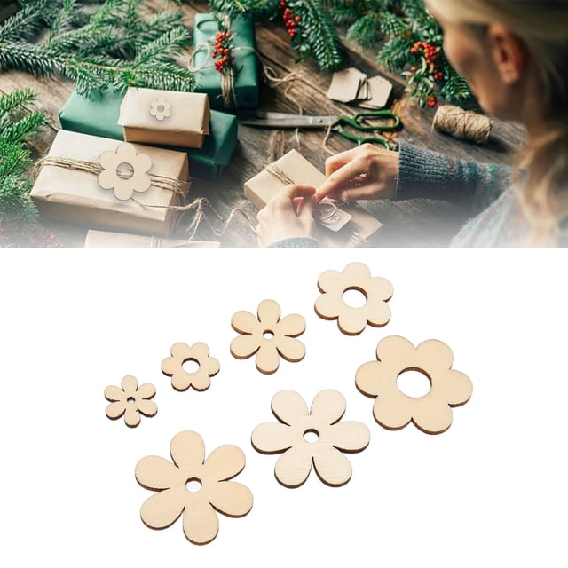 Chip De Flores De Madera, Recortes De Madera Sin Terminar, Aspecto De Ciruela Artesanal Para Vacaciones