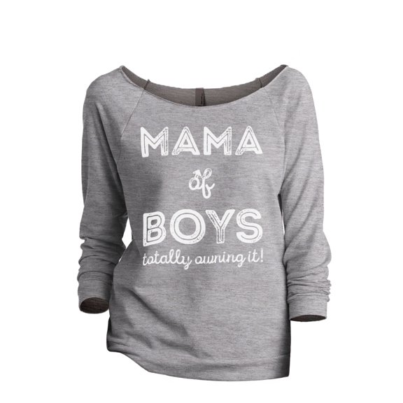 Thread Tank Mama Of Boys Women's Slouchy 3/4 Sleeves Raglan Sweatshirt Sport Grey Small