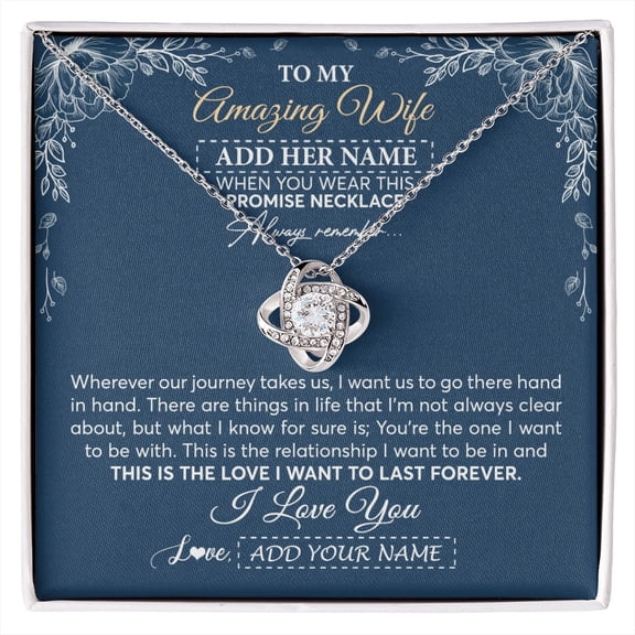 Amazing Wife Promise Love Necklace, White Love Knot Necklace
