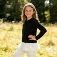 thumbnail image 4 of Girls Black Cardigan Long Sleeve with Lace Ruffles | Button Front Knit Sweater for Kids | Kids to Tween Soft Stretchy Layering Top,Size 5-6 T, 4 of 7