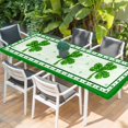 thumbnail image 2 of St. Patrick's Day Table Cloths for 8 Foot Rectangle Tables, Spring Green Shamrock Leaves Plaid Patio Waterproof Elastic Fitted Tablecloths, Washable Rectangular Table Cover for Camping, 2 of 8