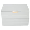 thumbnail image 2 of 4 Layers PU Leather Ear Stud Ring Storage Box Detachable Jewelry Organizer CaseGray, 2 of 14