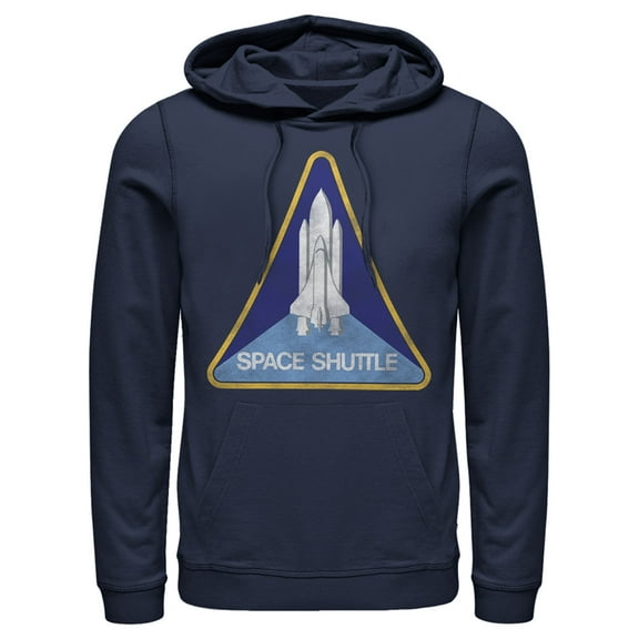 Men's NASA Space Shuttle Triangle Emblem Pull Over Hoodie Navy Blue Large