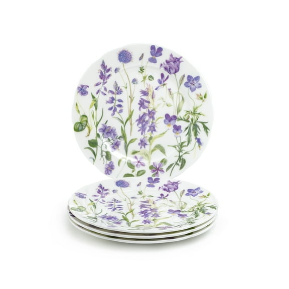 Grace Teaware 7.5" Purple Meadow Bone China Dessert Plates Set of 4