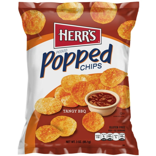Herr's Popped Chips, Tangy BBQ, 3 Oz, 10 Ct
