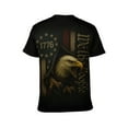 thumbnail image 2 of Men’s USA Flag Bald Eagle Graphic T-Shirt, All-Over Print Style, Stretch Polyester Spandex Tee, Short Sleeve Crewneck, S-4XL, 2 of 7