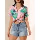 thumbnail image 5 of CAMISAS DE MUJER CHIC INSPIRADORAS, HAWAIANAS, DE MANGA CORTA, TROPICALES, CON ESTAMPADO FLORAL, BOTONES, TALLA S, ROSA POLVO, 5 of 8
