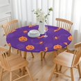 thumbnail image 3 of Purple Halloween Pumpkins Bats and Spiders Round Fitted Tablecloth with Elastic Edge,Dining Table Cover Waterproof,Outdoor Round Tablecloth for Camping,Dining,Indoor and Outdoor, 3 of 7