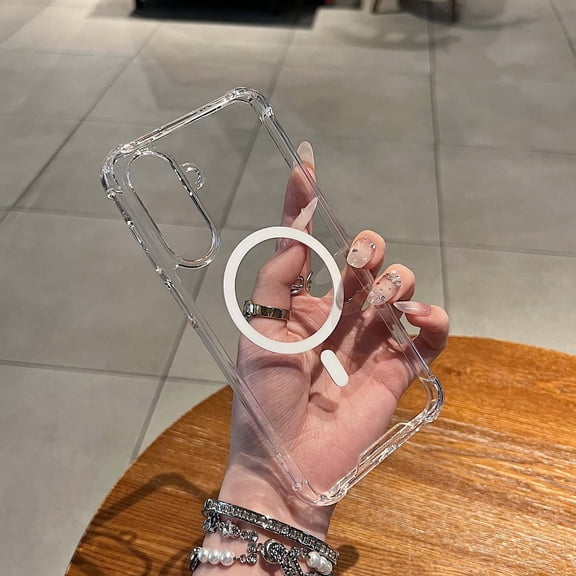 ELEHOLD Magnetic Case For Samsung Galaxy A56 5G, Slim Clear Shock-Resistant Corner Protection Magnetic Back Cover Case Wireless Charging Compatible,Clear