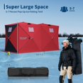 thumbnail image 2 of Lumiparty Pop Up Ice Fishing Tent with 49Ft LED Light Strip, Windproof Portable Hub Design, Fits 5-7 People, Red & Black, 2 of 8