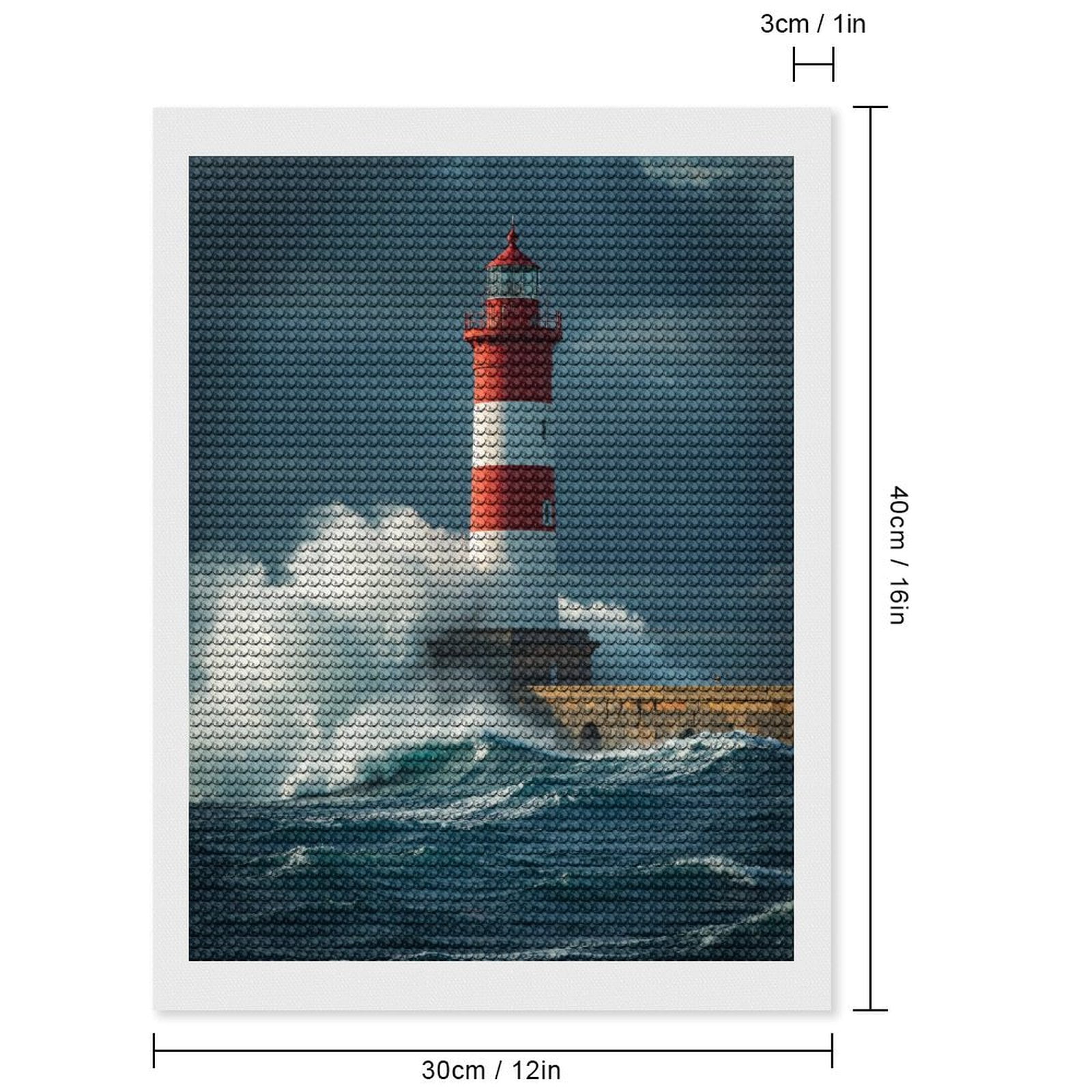 Diamond Art Kits for Adults, Lighthouse Waves Ocean Stormy Sky 5D Diamond Painting Kits for Adults Beginners, DIY Full Drill Diamond Painting, Gem Art and Crafts 12x16