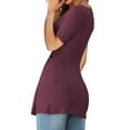 thumbnail image 3 of Short Sleeved Women Solid Color V-neck T-shirt Summer Slim Fit Knotted Tunic Tops, 3 of 4