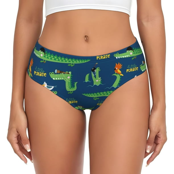 Balery Little Pirate Crocodile Ropa Interior de Algodón para Mujer con Dibujo – Braguitas Cómodas y Elásticas, Estilo Clásico-XX-Large
