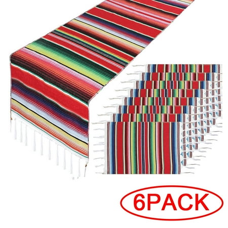 

Mexican Table Runner 14 x 84 Inches Cotton Mexican Serape Table Runner for Cinco de Mayo Mexican Fiesta Party Decorations