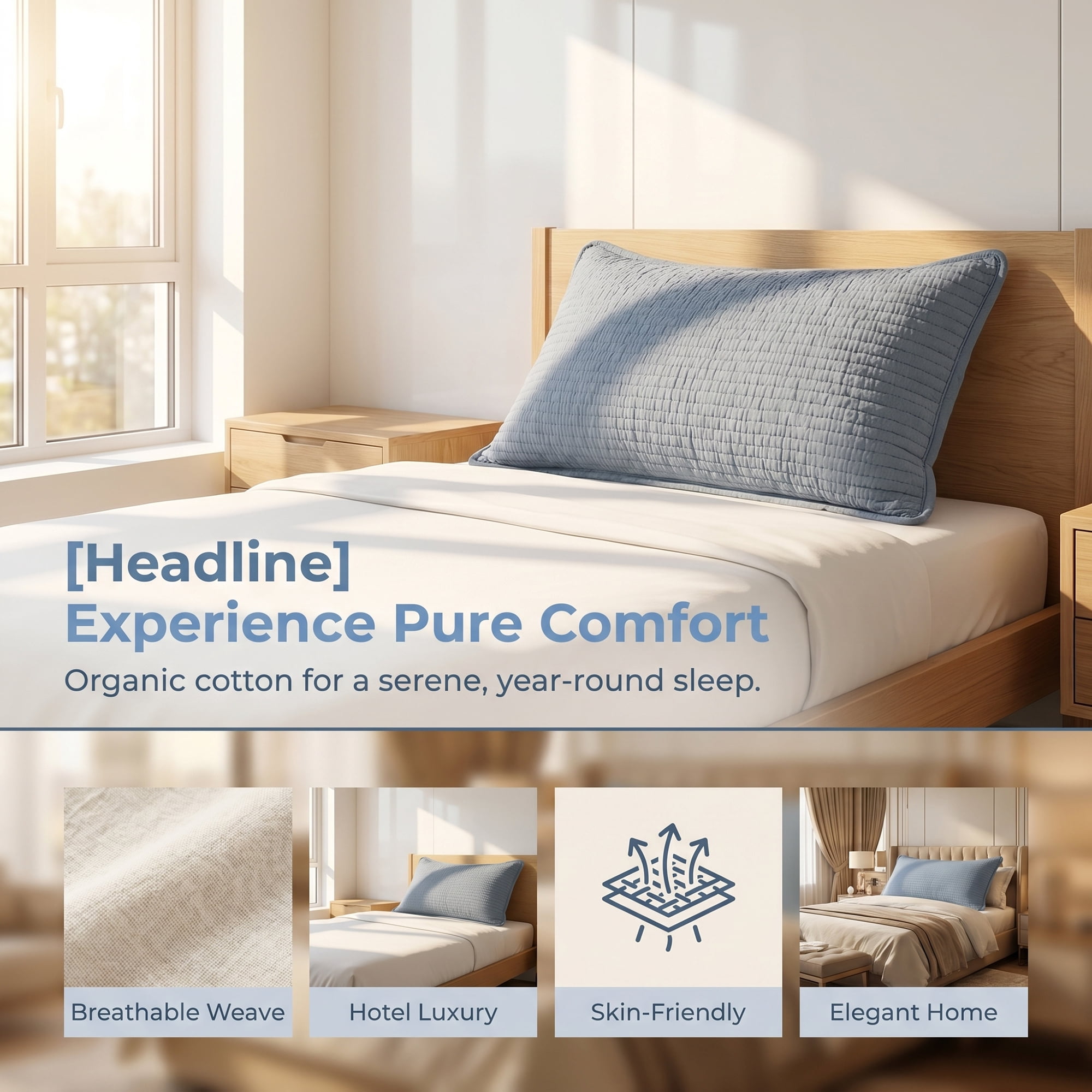 Unique Bargains Envelope-style Pillow Protector, 1 Pack Quilted Pillow Protector Blue