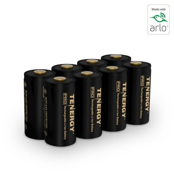 Tenergy Premium RCR123A Rechargeable Batteries, 8 Pack Arlo Certified Li-ion 3.7V 750mAh Batteries
