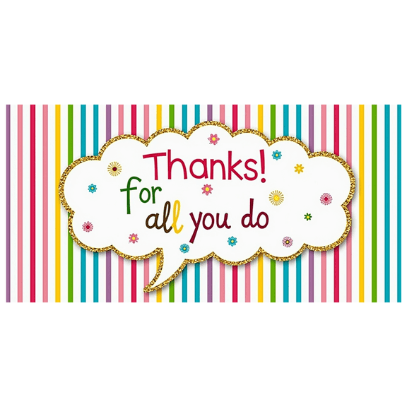 Colorful Design Thanks Banner Glitter Text Appreciation Decoration for Teacher's Day Employee Recognition Party Decor