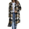 thumbnail image 2 of Plus Size Plaid Shacket Oversized Long Sleeve Button Down Boyfriend Shirts Casual Plaid Shacket Jacket Coats 3X Black, 2 of 17