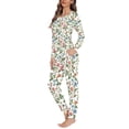 thumbnail image 2 of FOR U DESIGNS Vintage Flower 2PC Pajama Sets for Women Long Sleeve Tops and Pants Set Size M Jogger for Women with Pockets Sleepwear Tops for Women Jogger, 2 of 6