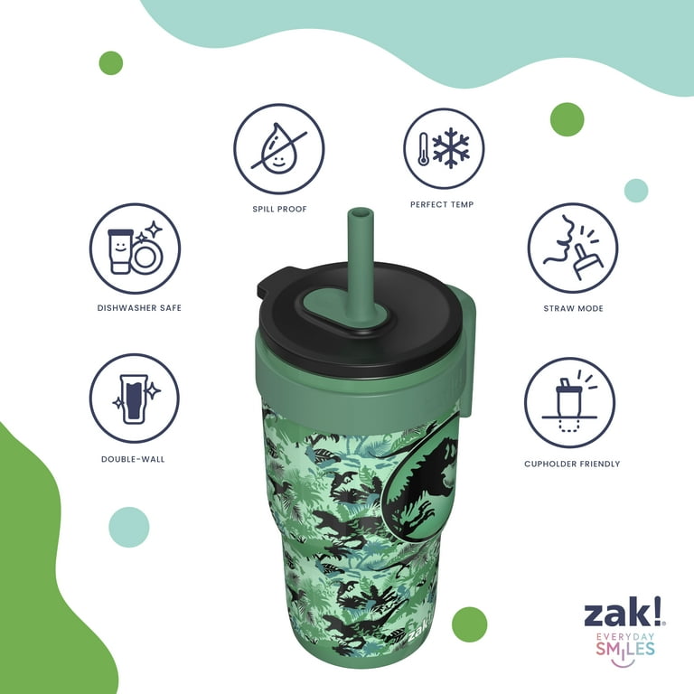 Zak Designs 18oz Jurassic Park Kids Straw Handle Cruiser Tumbler