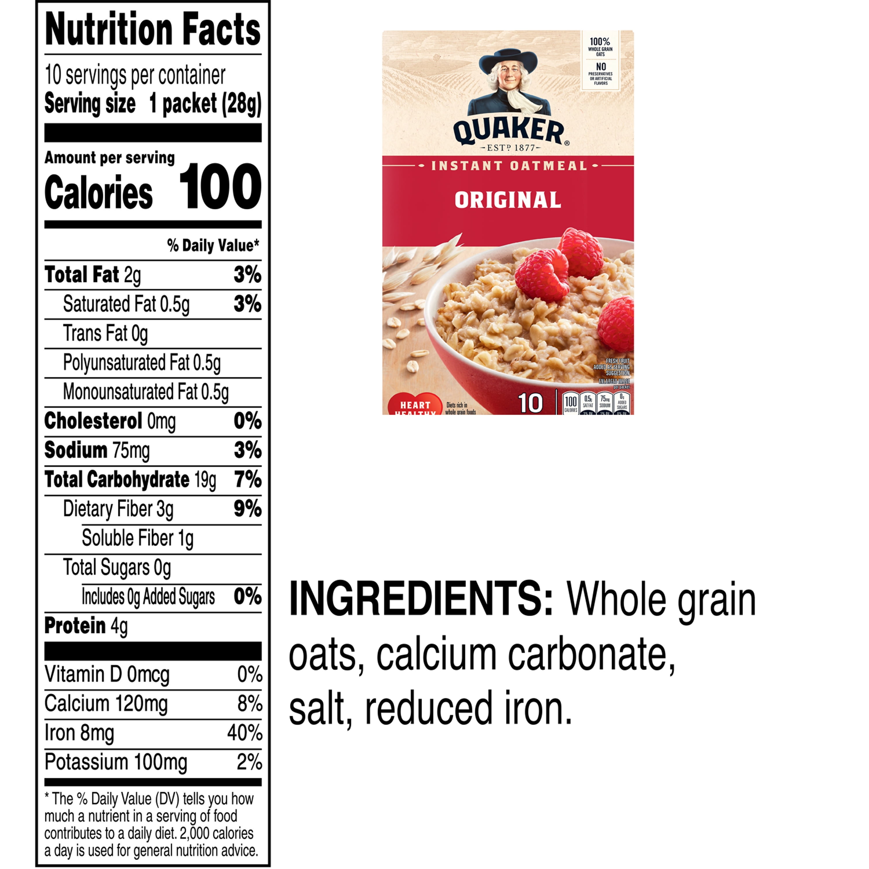 (12 pack) Quaker Instant Oatmeal, Original, 9.8 oz, 10 Packets