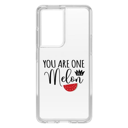 DistinctInk Clear Hybrid Case for Samsung Galaxy S21 Ultra (6.8 Screen) - You Are One in a Melon Watermelon - Tempered Glass Back