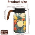 thumbnail image 2 of Qenwkxz Yellow Vintage Floral Pattern Tea Pot Built in Infuser Vintage Floral Teapot with Built In Infuser Stainless Steel Thermal Teapot with Lid for Hot Beverage Colourful (Wooden Handle, 50.73 oz), 2 of 11