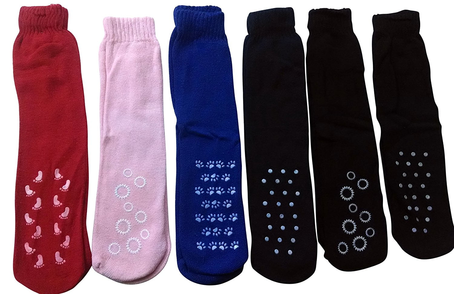 6 Pack Ladies Slipper Sock Sock Size 911 Shoe Size 511 Gripper Bottom, Assorted