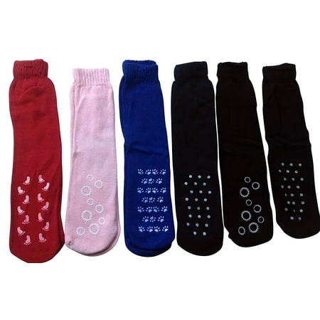 excell - 6 Pack Ladies Slipper Sock - Sock Size 9-11 Shoe Size 5-11 ...
