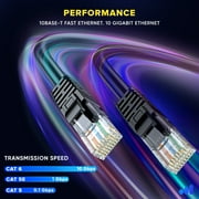Maximm Cat 6 Ethernet Cable 100 ft – High-Speed LAN & Network Patch Cable, 10Gbps, 550 MHz, Black UTP Cord – Gold-Plated RJ45 Connectors