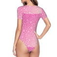 thumbnail image 4 of Daiia Breast Cancer Pink Ribbons Awareness print Women's Crew Neck Short Sleeve Bodysuit Fashion Tops Fit Casual Basic Extender Bodysuit-Large, 4 of 9