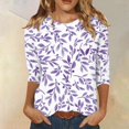 thumbnail image 2 of IROINNID On Sale Polyester Long Sleeve T Shirt for Women Comfortable Printed T-shirt Blouse Round Neck Tops,Purple, 2 of 5