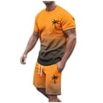 thumbnail image 2 of Mens Beach Vacation Outfit Set Coconut Tree Print Gradient Color T Shirt and Shorts 2 Piece Matching Set Short Sets for Men, 2 of 6