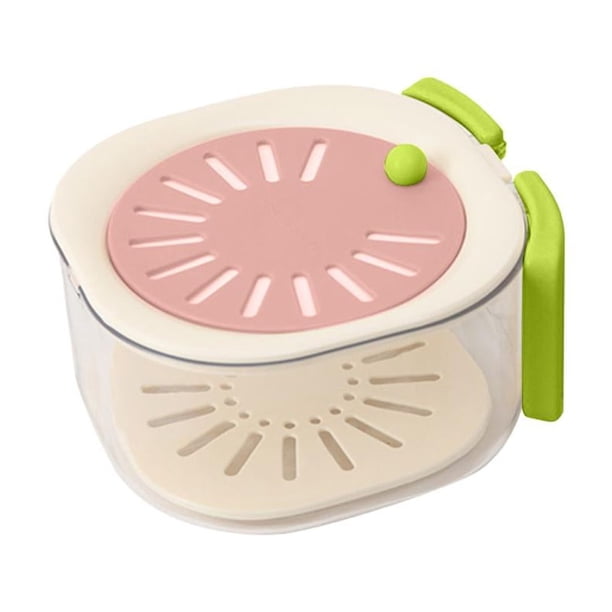 TQEHS Cesta de drenaje y conservación 2 en 1, nuevo recipiente multifuncional para lavar frutas y verduras con colador, juego de recipientes para lavar y escurrir frutas con tapa y asa, utensilios de