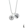 thumbnail image 2 of Delight Jewelry Silvertone Domed Black LPN Silvertone Script Initial Disc - Y - Charm Necklace, 20"+3", 2 of 4