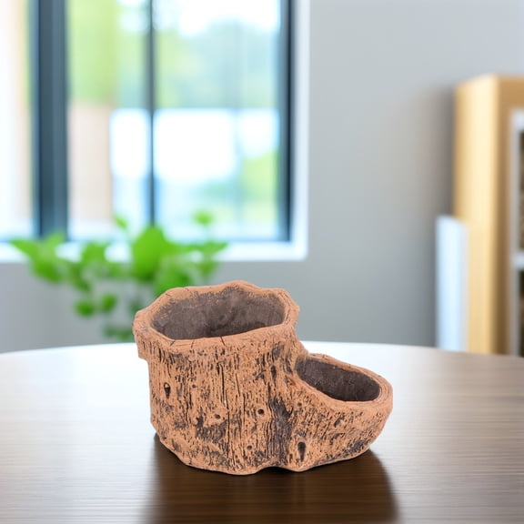 ETEREAUTY 1Pc Decorative Brown Cement Succulent Planter Creative Flowerpot for Home and Garden