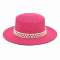 thumbnail image 2 of CONYUMN Fedora Hats for Men Adults Unisex Retro Western Cowboy Riding Hat Leather Belt Pearl Wide Cap Straw Hat Men 's Fedoras Cowboys Hat (Hot Pink,One Size), 2 of 3