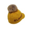 thumbnail image 4 of WITHMOONS Knitted Women Winter Visor Knit Baseball Cap Pom Beanie Soft Warm Ribbed Hat SLQ1487 (Yellow), 4 of 5