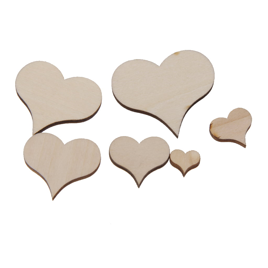 Natural 13mm Love Hearts Wooden Craft Scrapbook Scatter Miniatures 100Pcs 