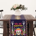 thumbnail image 3 of Jiibva Mexican Day of The Dead Table Runner Mexico Dia De Los Muertos Sugar Skull Table Cover Dining Room Kitchen Home Halloween Party Table Decoration, 3 of 7