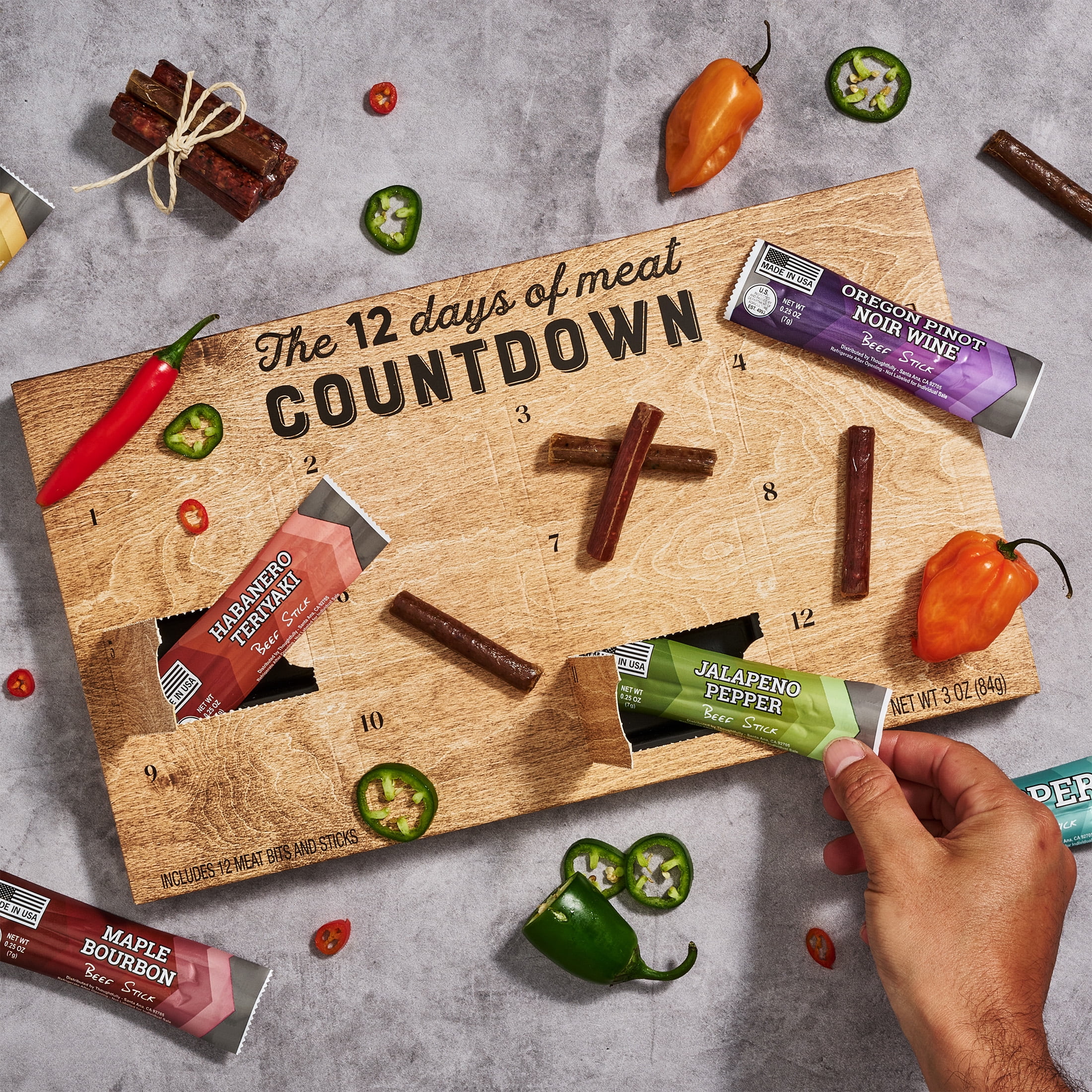 Man Crates Dad Jerky 12 Day Calendar – Advent Calendar for Men with Gourmet Beef & Pork Sticks – Father’s Day, Birthday, or Holiday Gift Box for Dad