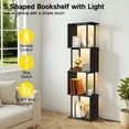 thumbnail image 5 of 4-Tier S-Shaped Bookcase, Geometric Bookshelf, Wooden Storage Display Shelf for Living Room, Bedroom and Home Office,Black, 5 of 11