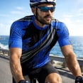 thumbnail image 2 of FRSASU Men's Cycling Jerseys Short Sleeve Breathable Quick Dry Summer Bicycle shirts Jersey Cycling Clothing Blue-B, 2 of 4