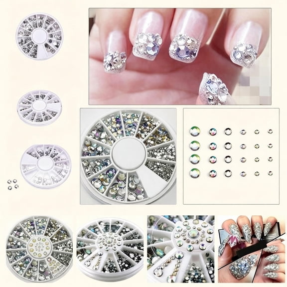 Crystal Nail Rhinestones Kit, Round Nail Gems Diamonds, Shiny Rhinestones for Gel Acrylic Press On Nails, DIY Crafts Jewelry Making, Nail Art Supplies for Beginners Professionals Home Salon Daily Use