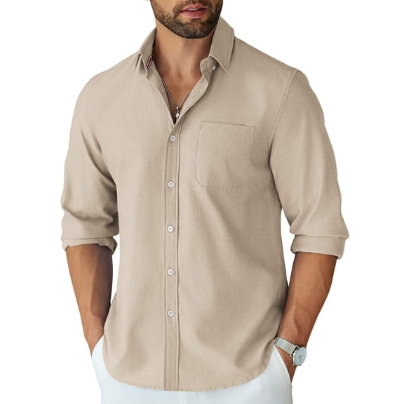 COOFANDY Sage Green Mens Dress Shirt Long Sleeve Button Up Shirts for Men Business Casual Shirts Coffee L