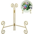 thumbnail image 1 of HEMYLU Gold Plate Stand, 6 Inch Decorative Plate Holder for Displaying Platters, Heavy-Duty Metal Easel Stand for Picture, Photo Frame, Plates, Books and Round Objects, 2-Packs, 1 of 5
